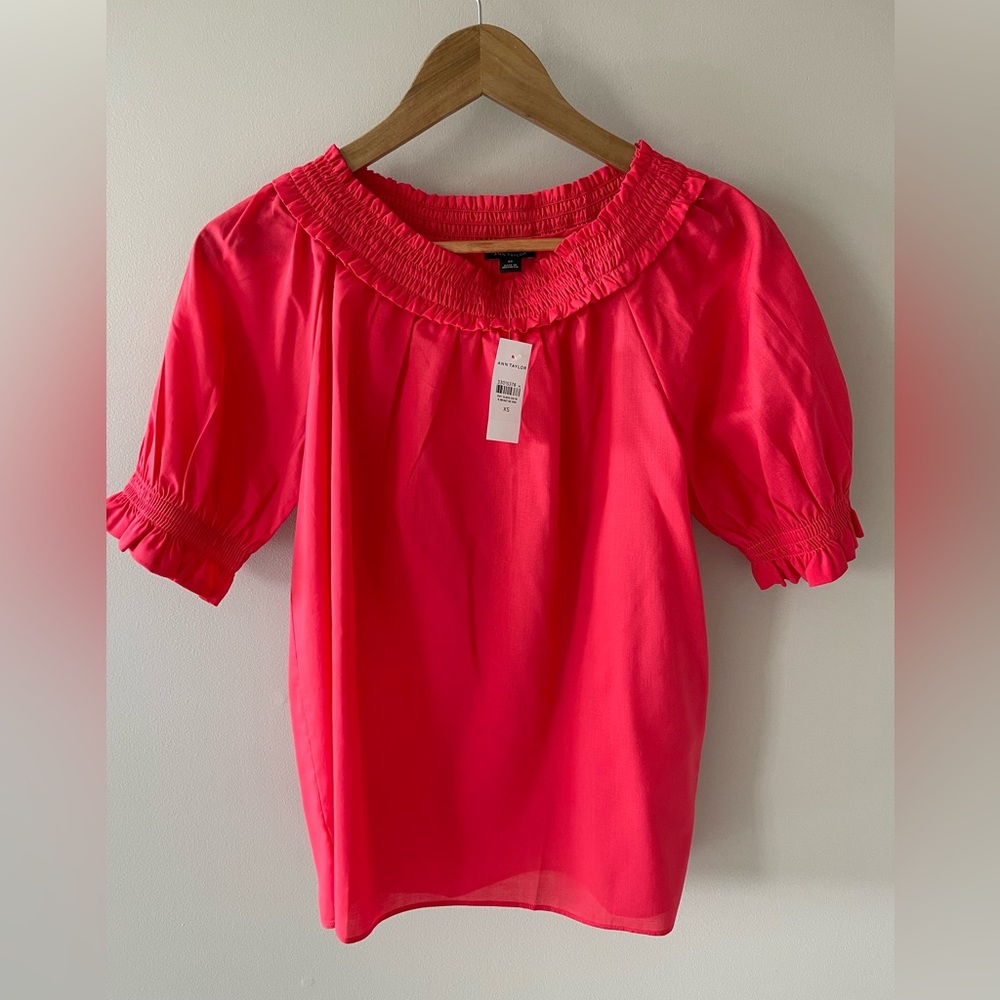 NWT Ann Taylor blouse, xs, bright red.